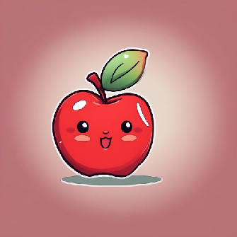 A cartoon image of a smiling apple