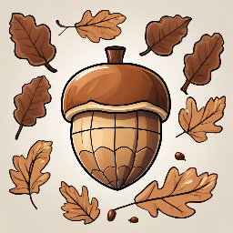 A high-quality cartoon illustration of an acorn