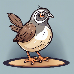 A cartoon illustration of a cute little quail bird