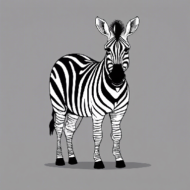 A cartoon illustration of a zebra, white background, high quality vector illustration