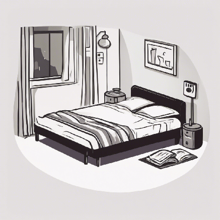 A cartoon illustration of a neat and tidy bed, white background