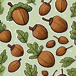 A high-quality cartoon illustration of an acorn