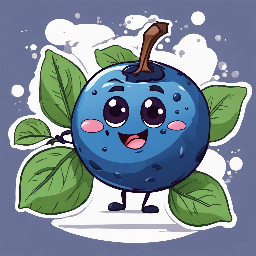 A high-quality cartoon illustration of a blueberry, cute