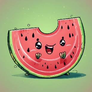 A big juicy watermelon, cartoon illustration