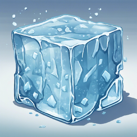 A high-quality cartoon block of ice, illustrated