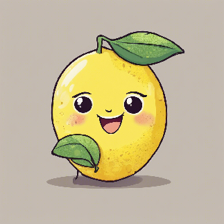 A cute cartoon lemon, white background, illustrated, high quality