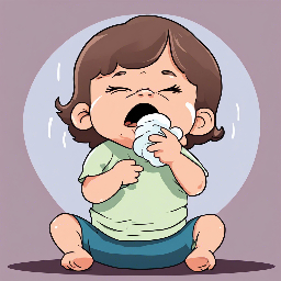 A cartoon illustration of a toddler coughing, feeling sick, cute, high quality svg