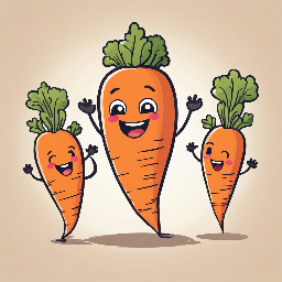 A high-quality cartoon illustration of a carrot, cute